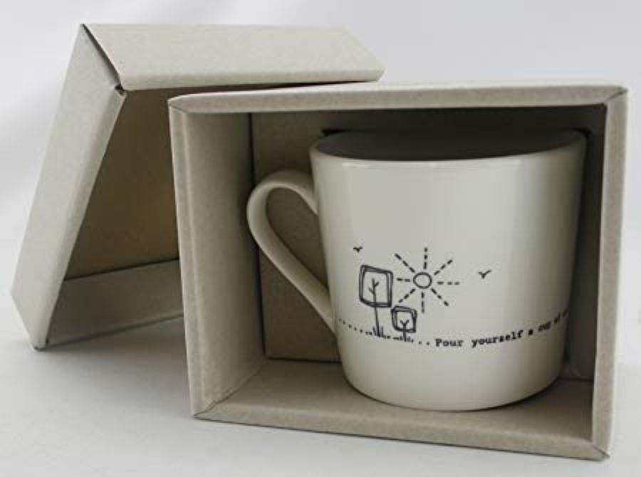 East of India - Boxed porcelain wobbly mugs - pour yourself a cup of a