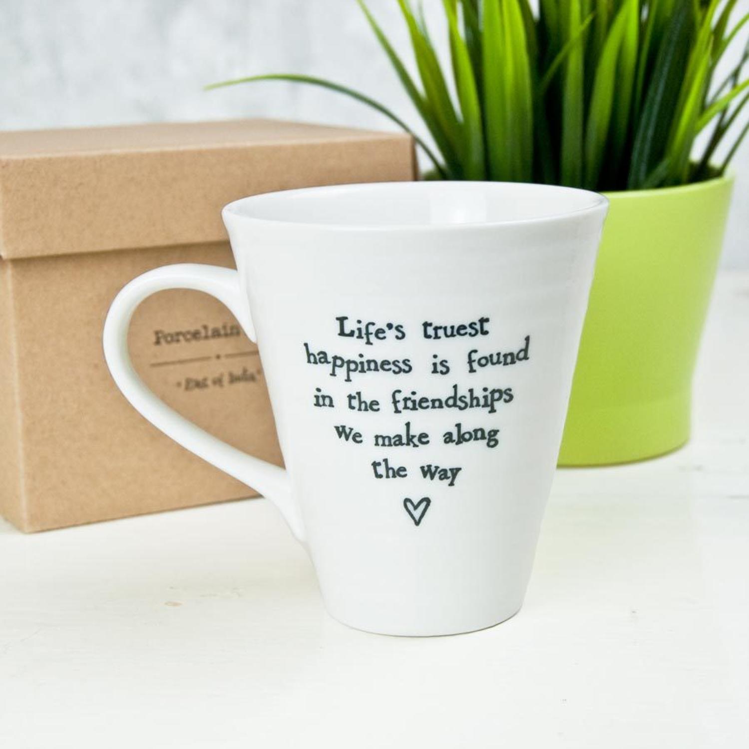 East of India - Boxed porcelain mug - Life's truest happiness'