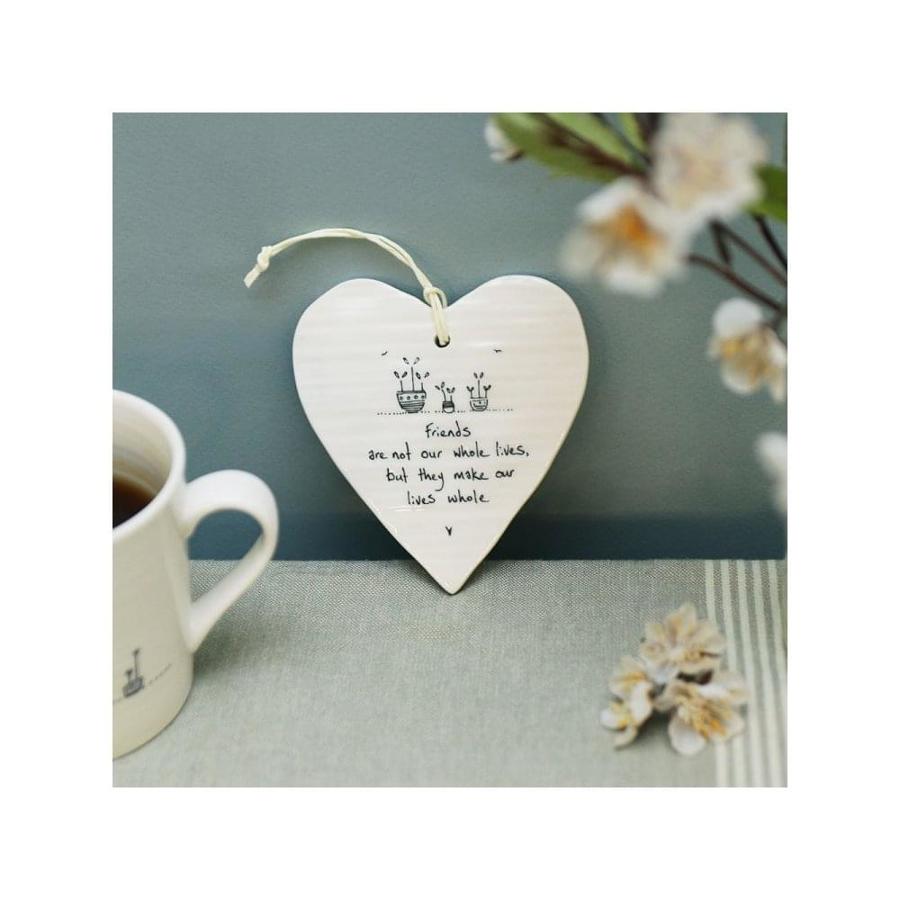 East of India - Wobbly porcelain hanging hearts