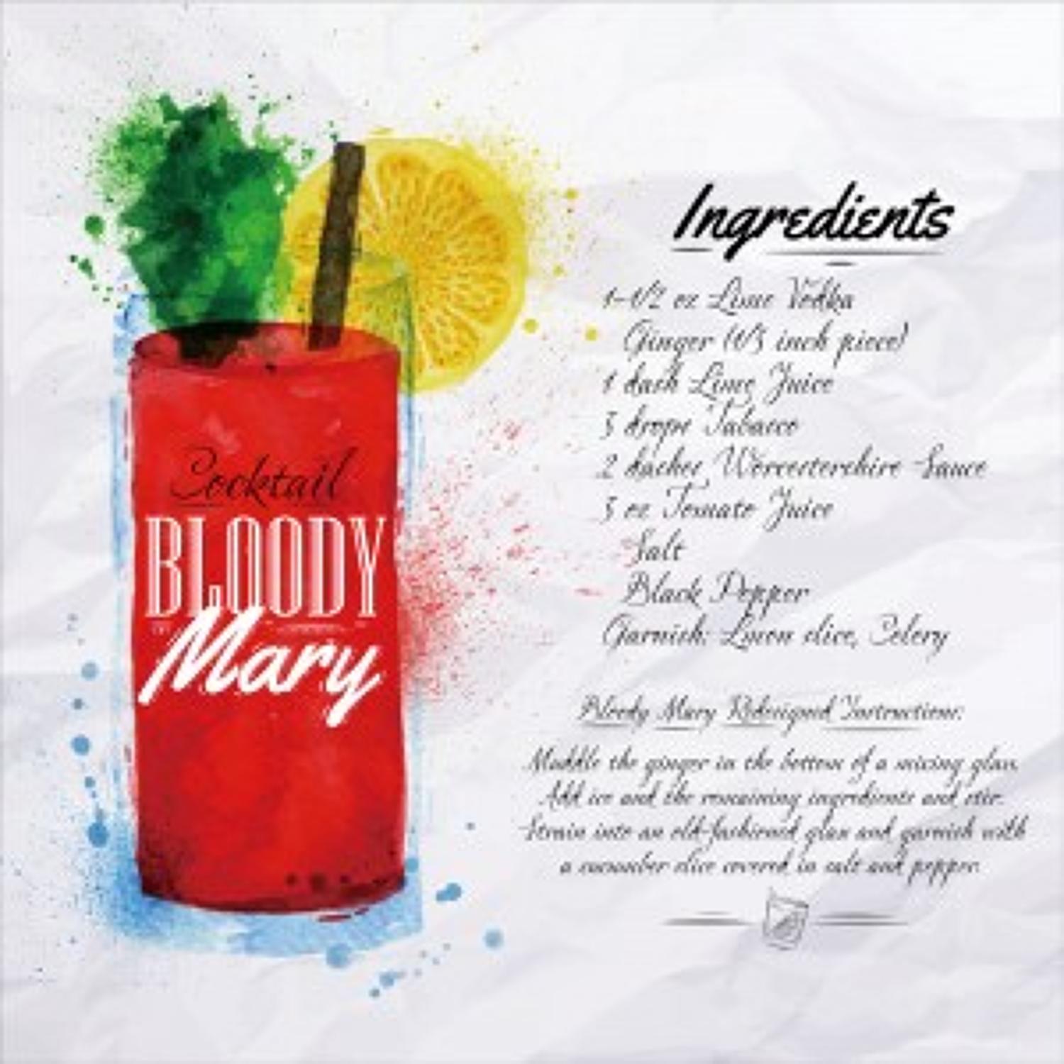 Glass wall art - Bloody mary cocktail recipe