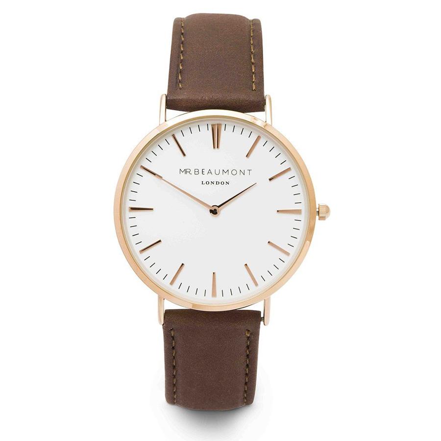 Mr Beaumont - Brown leather/rose gold face