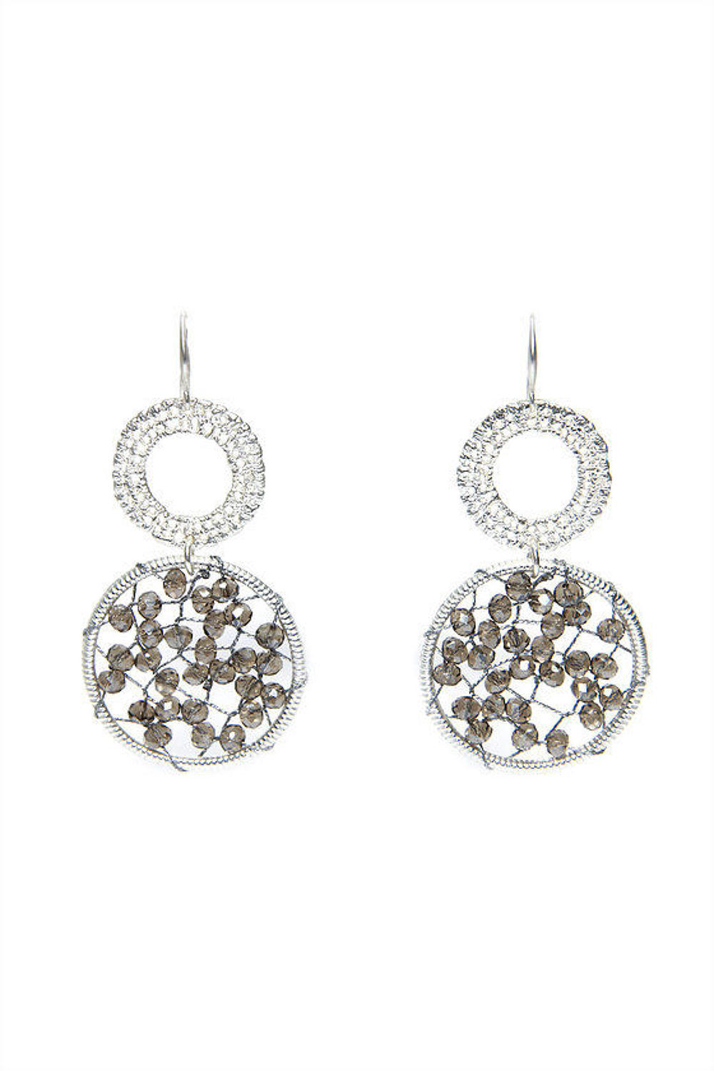 Envy - Silver double circular gem earrings