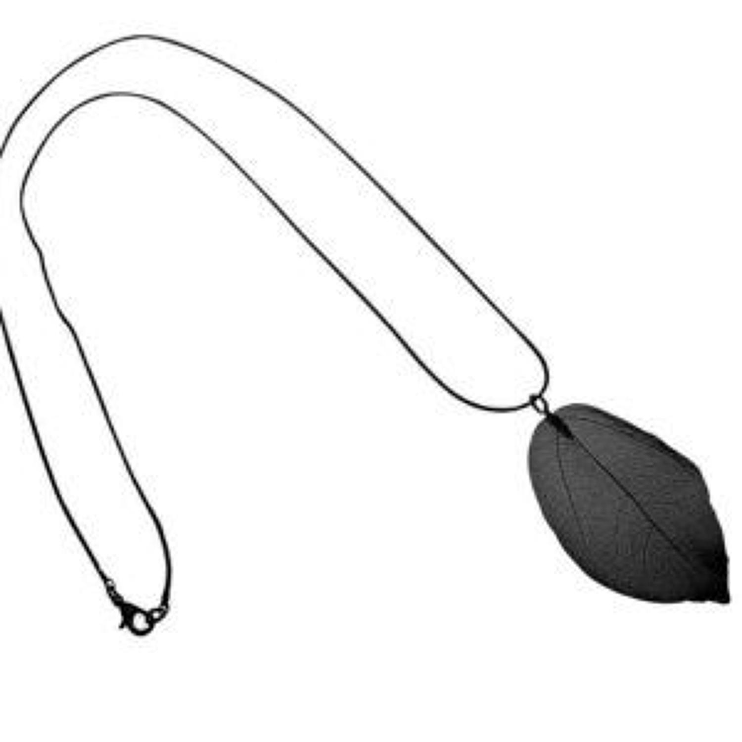 J & L- Long silver plated leaf filgree necklace - Gunmetal