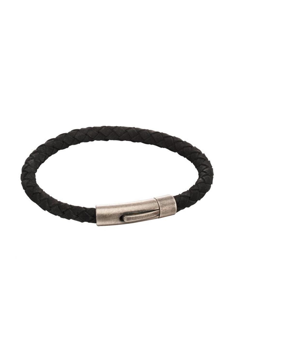Fred Bennett - Stainless steel black suede silver clasp bracelet