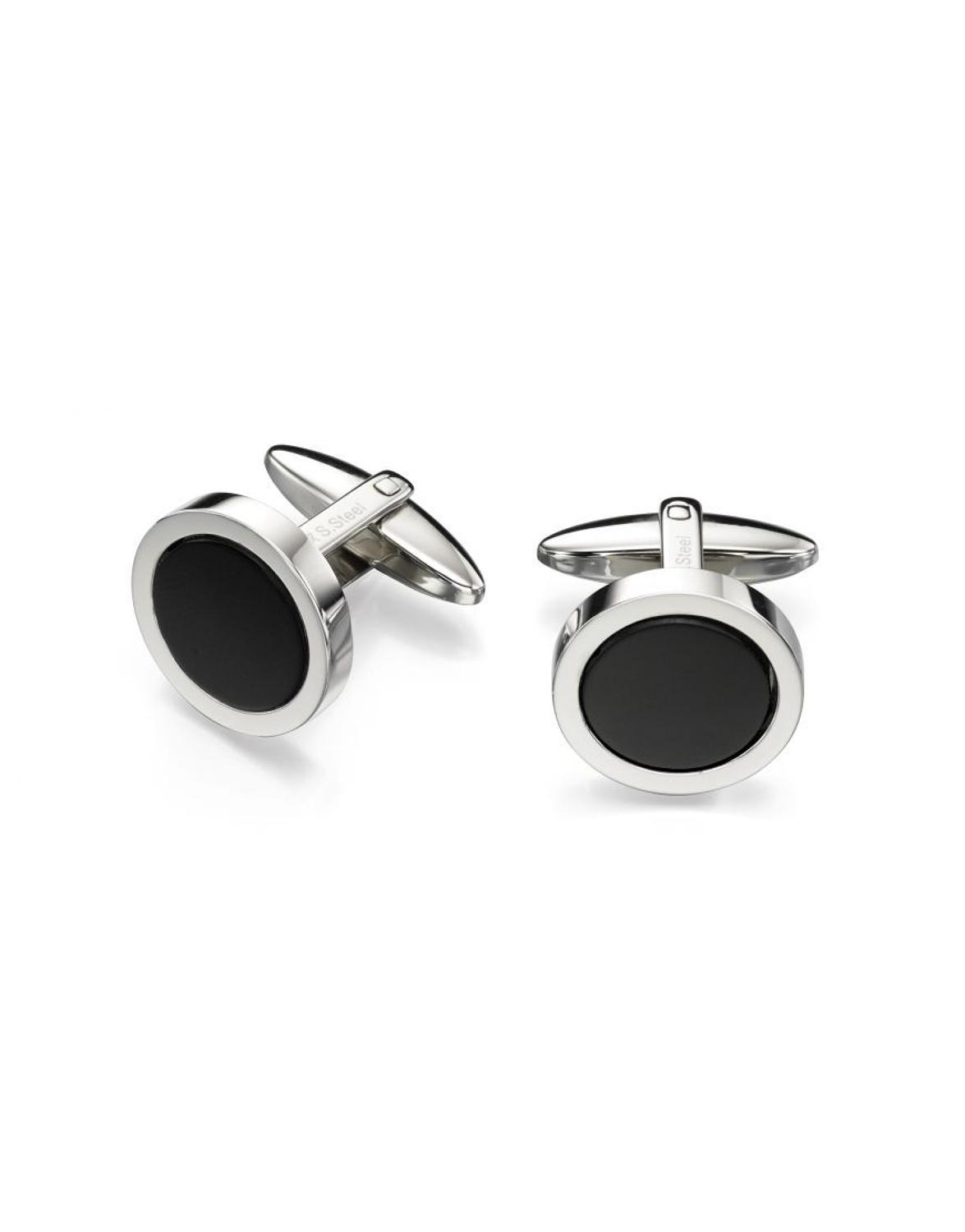 Fred Bennett - Stainless steel black onyx round cufflinks