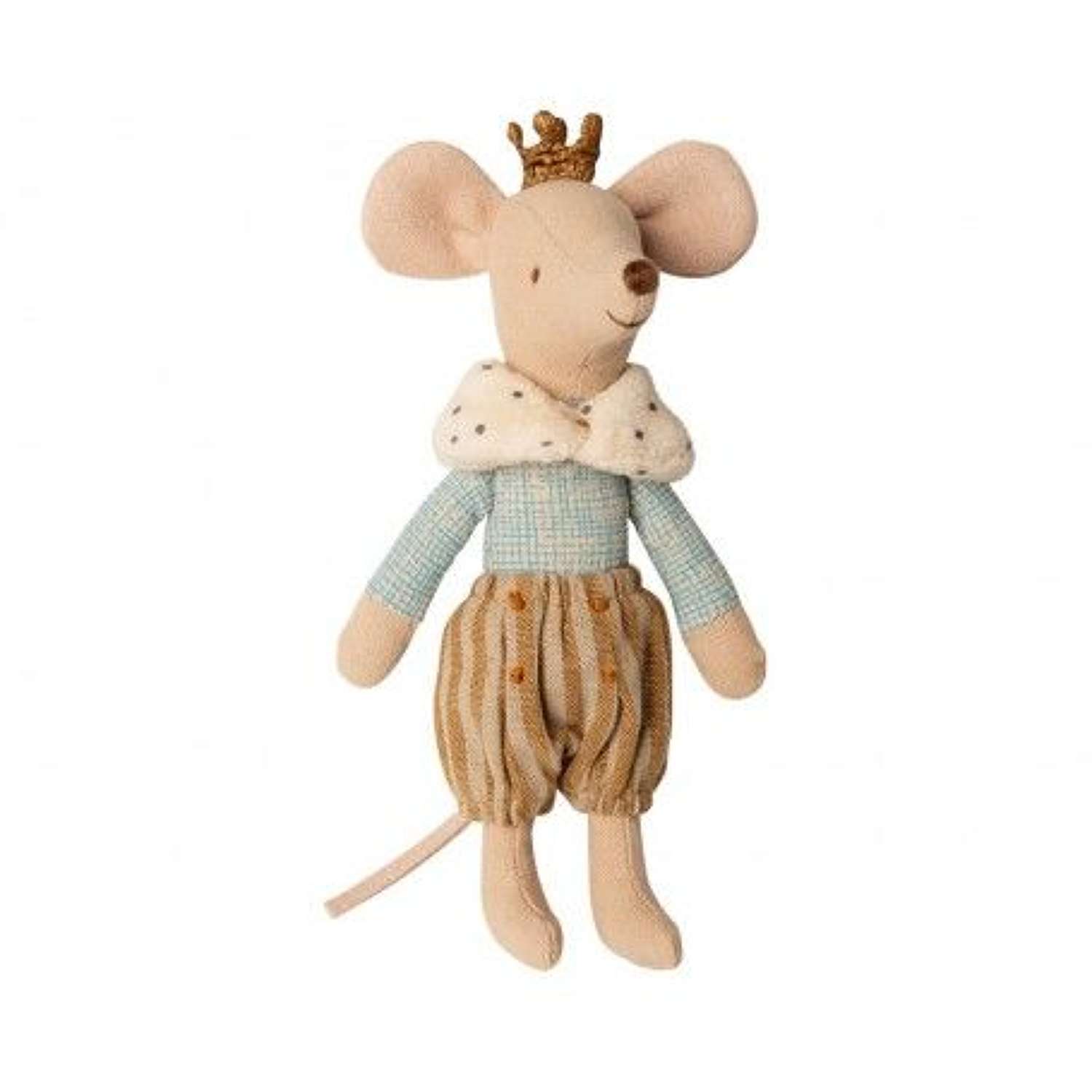 Maileg-Prince mouse with crown ,removeable collar & gold long bloomers