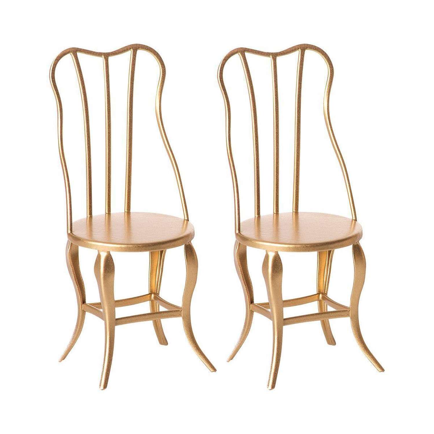 Maileg - Mirco gold chairs x 2 - pair of mirco vintage chairs