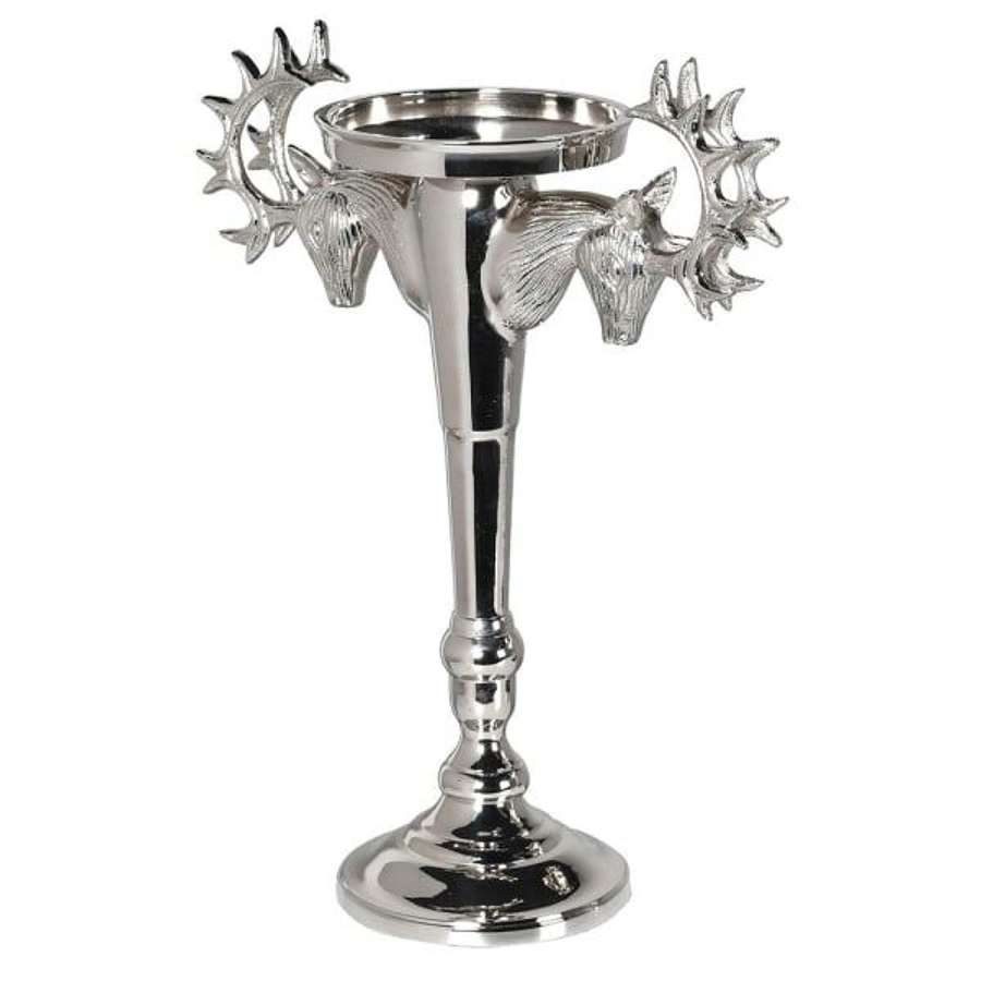 Large Nickle Stag Candle Holder
