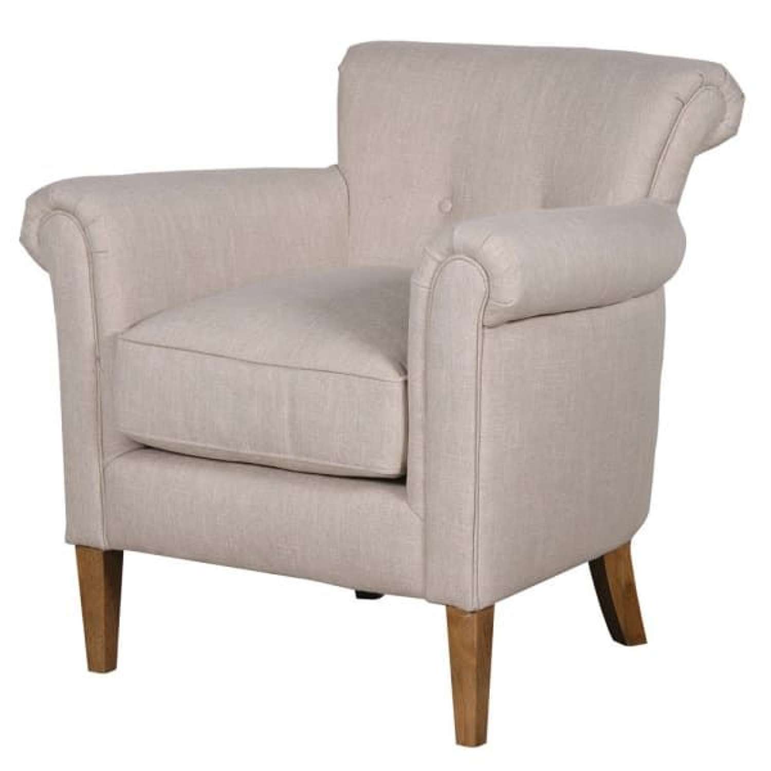 Cosy Linen Chair with Piping & Birch Legs
