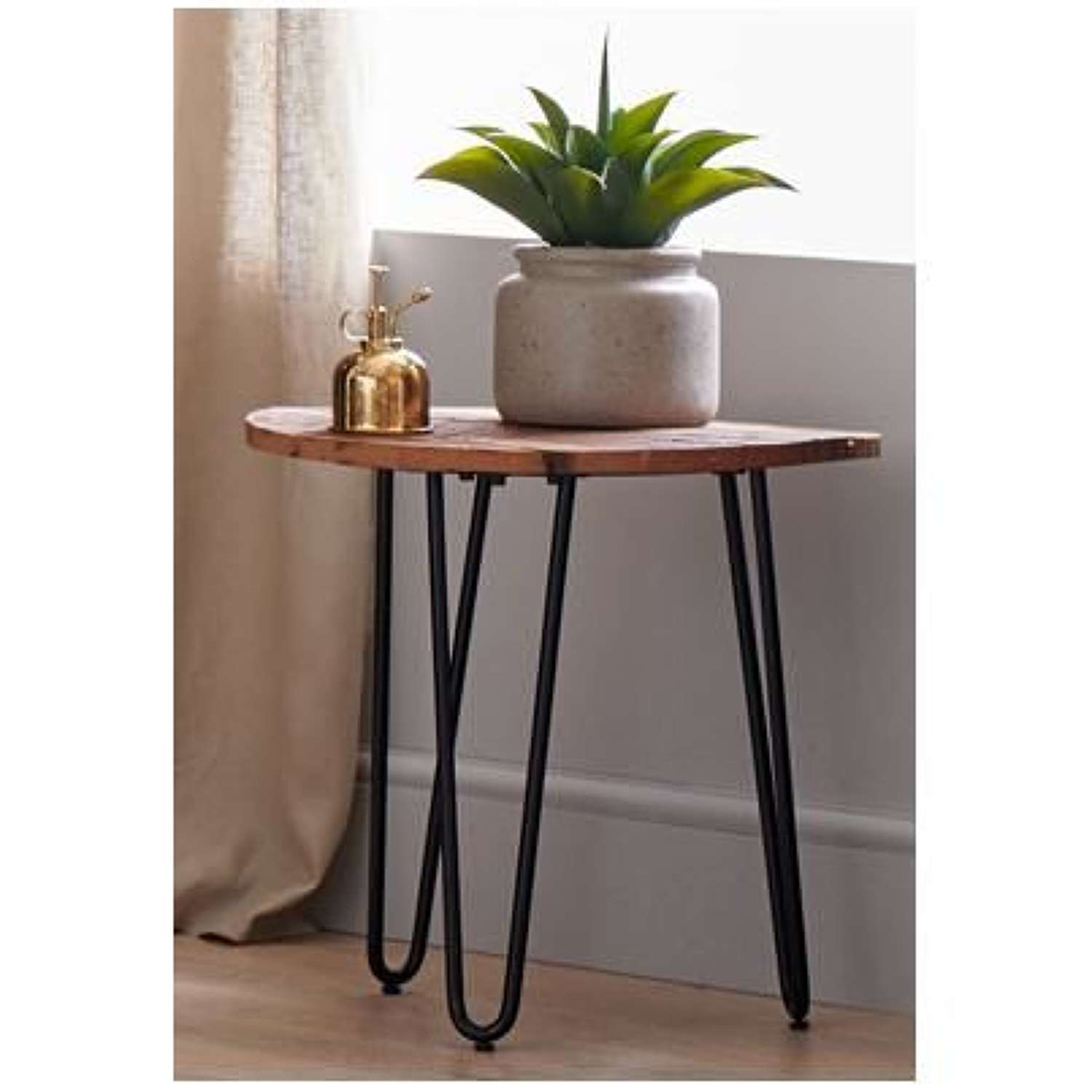 Tall reclaimed wood and metal side table