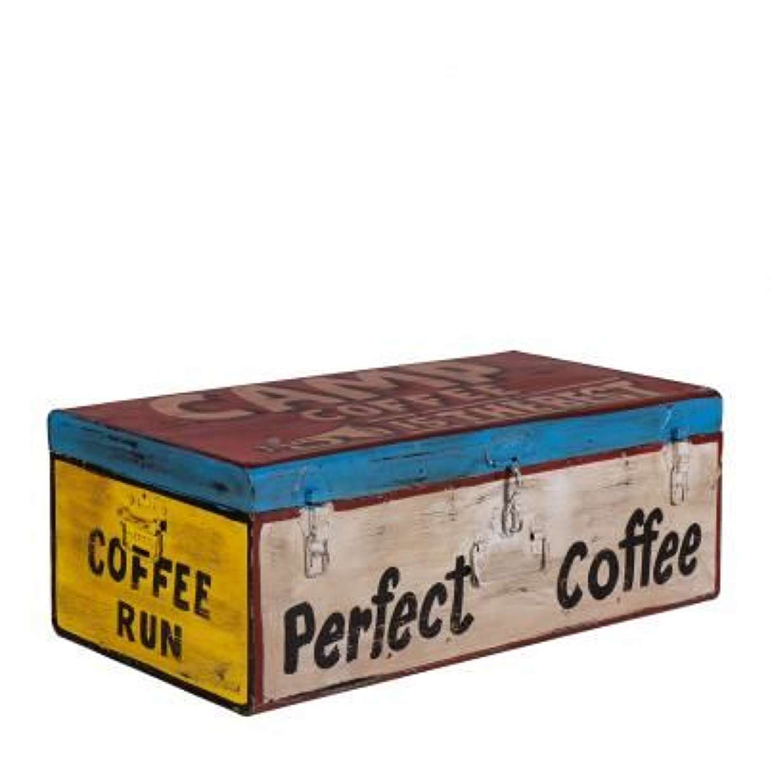 Hand Painted Camp Coffee Iron Trunk. Ref - 532-1