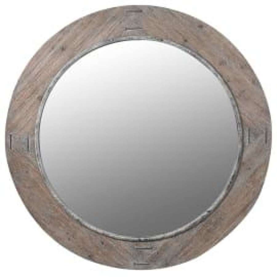 Large Round Wooden Rim Mirror. Ref FYH047