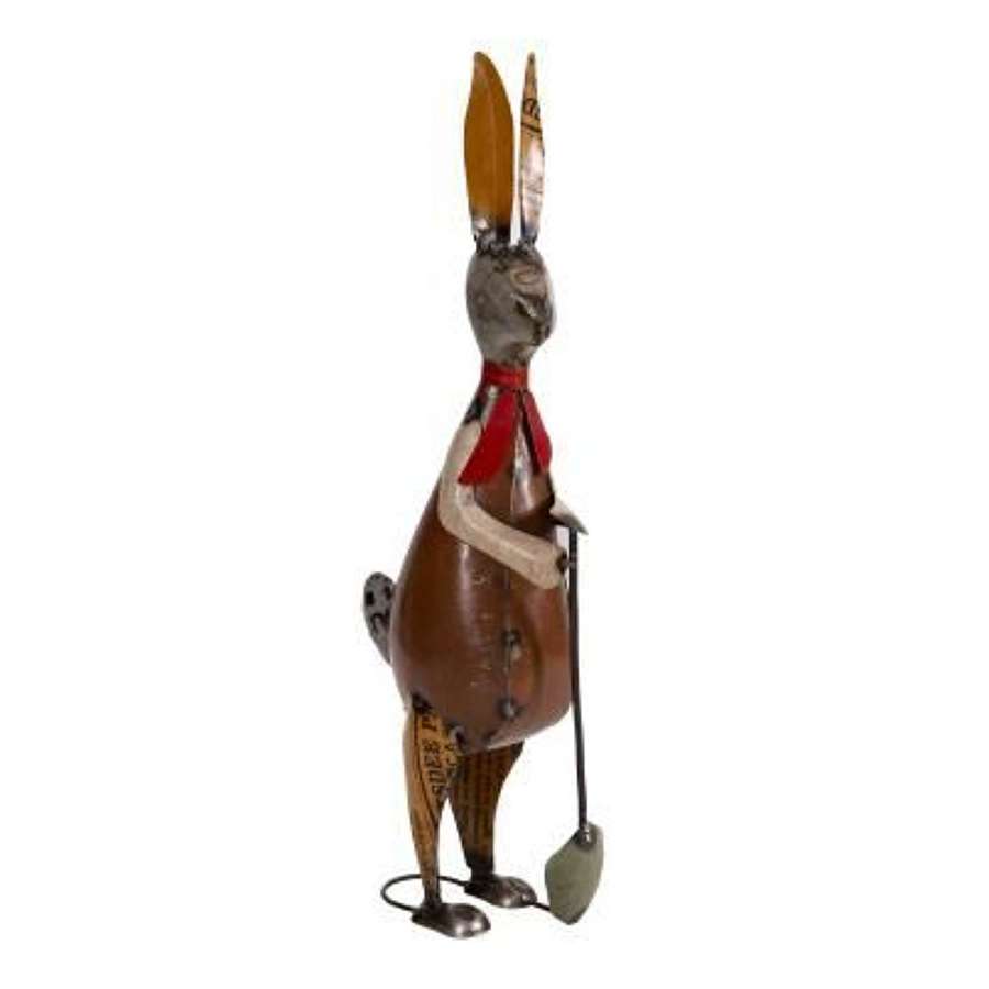 Recycled Iron Rabbit with Spade. Ref MH-4342