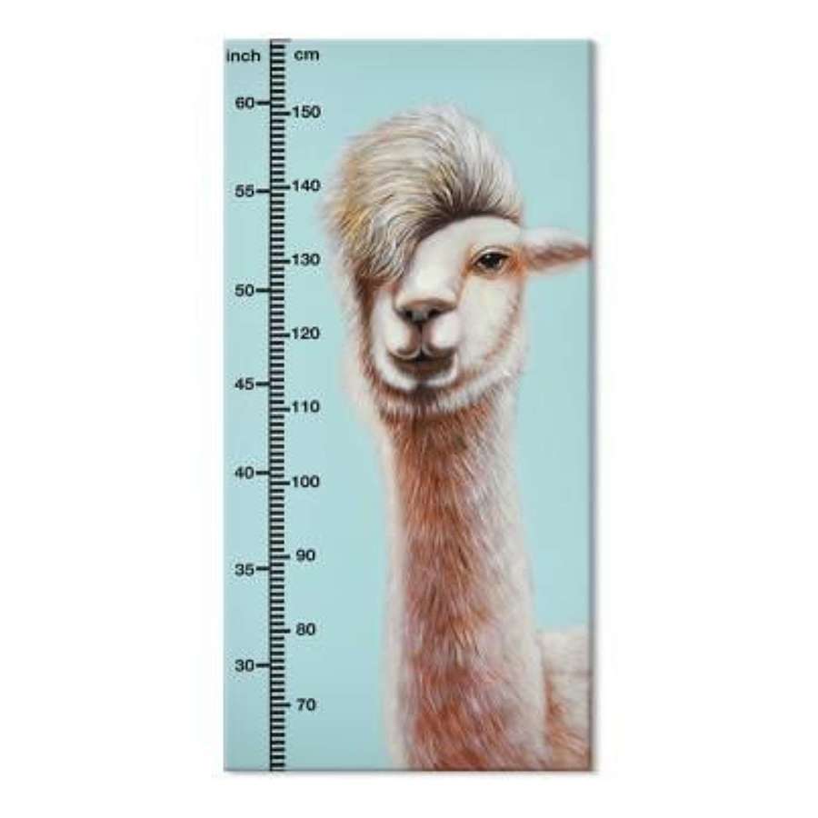 Hand Painted Childrens Height Chart Canvas-Alpaca Ref 1G210