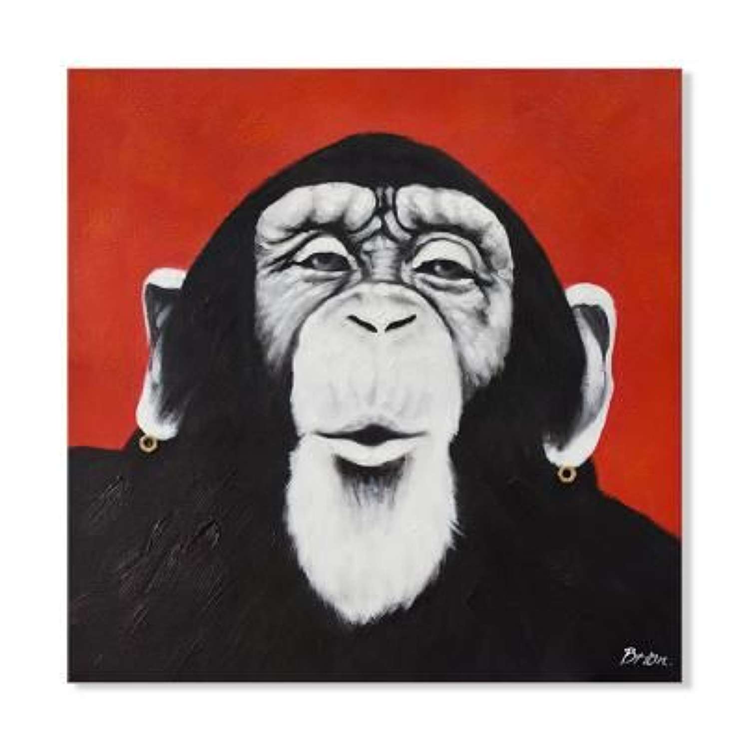 Hand Painted Funky Chimp Canvas. Ref D203