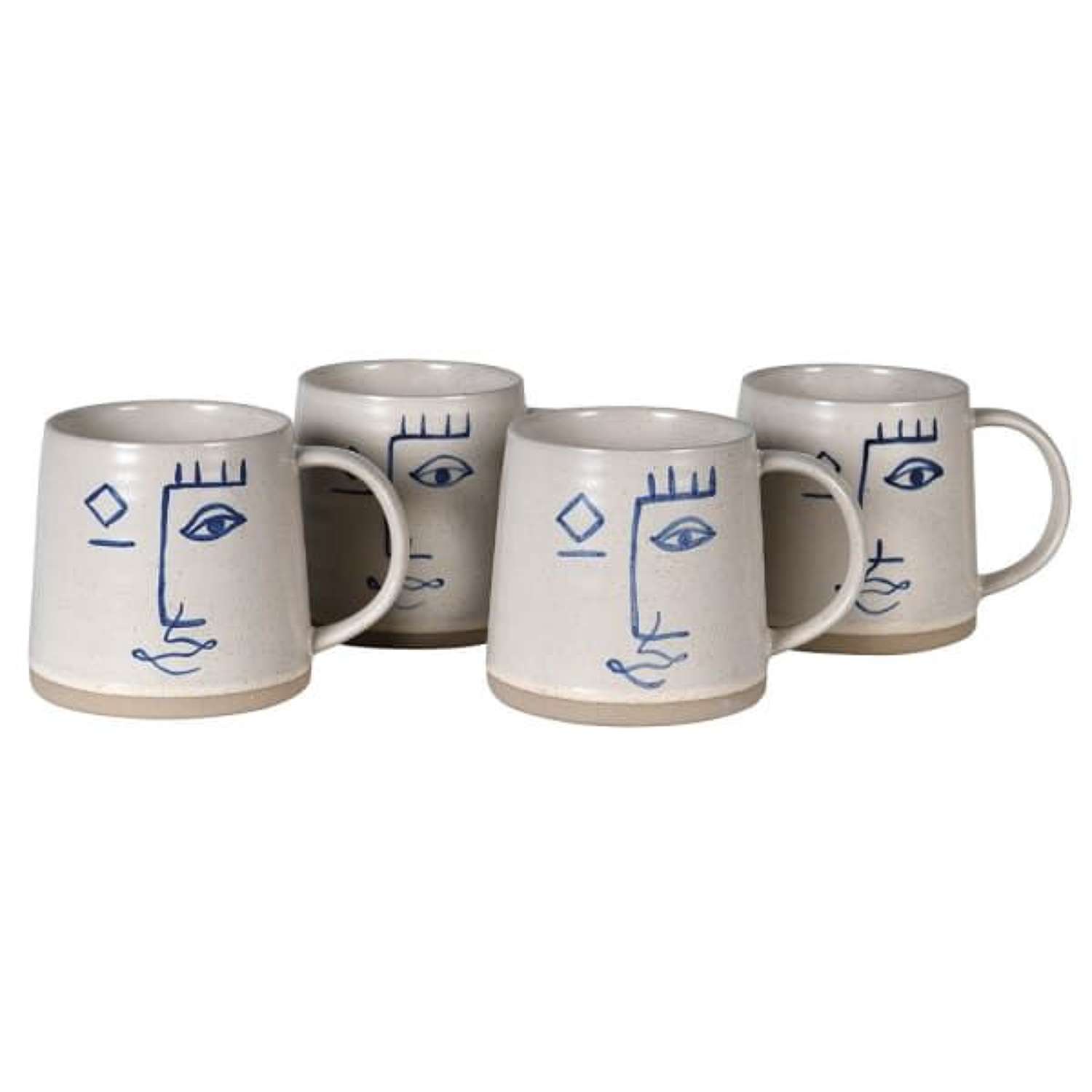 Set of 4 Abstact Face Mugs - Ref JYY172