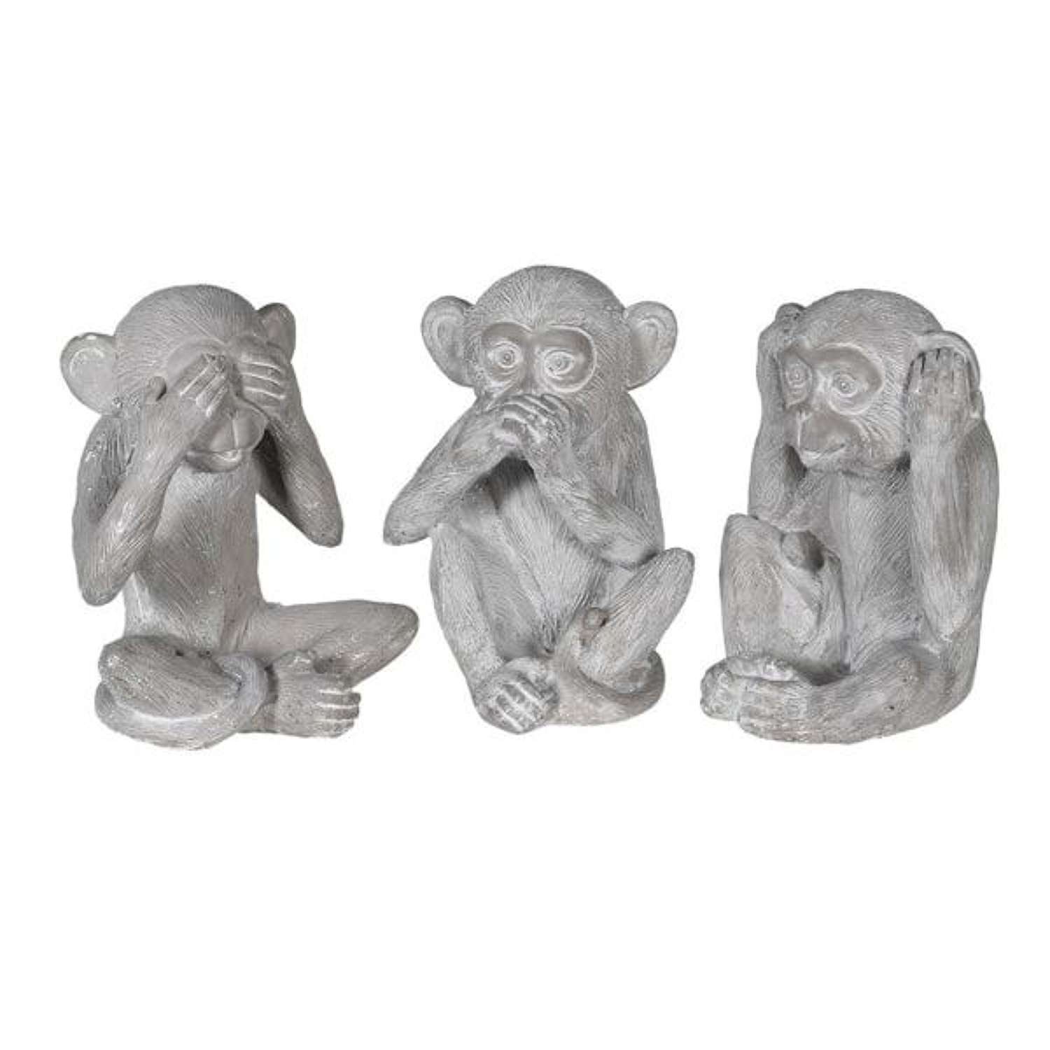 Set of 3 Grey No Evil Monkeys - Ref SDA063