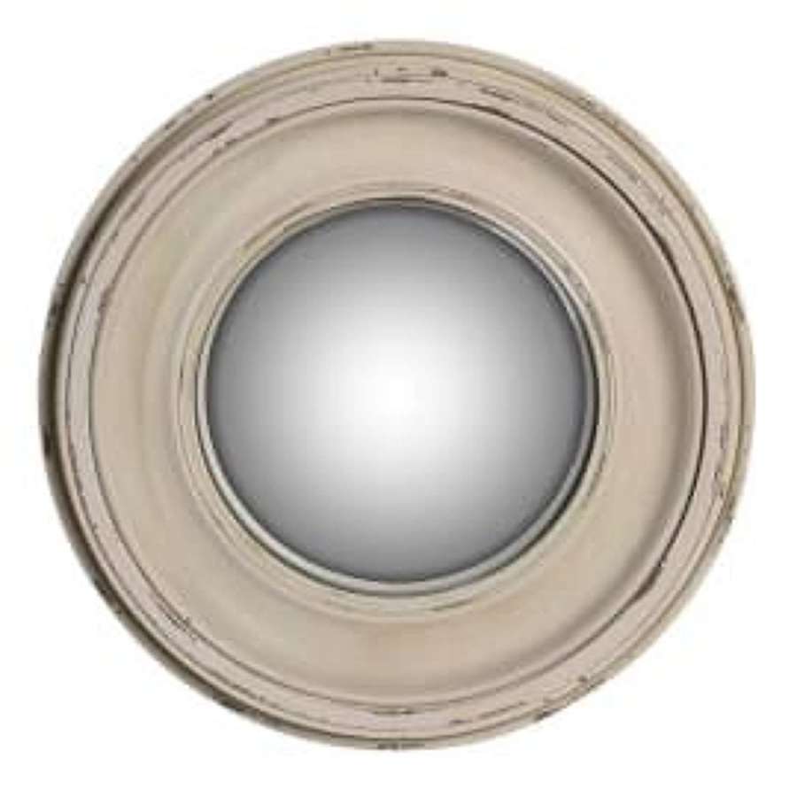Small Distressed White Round Mirror - Ref KMB321