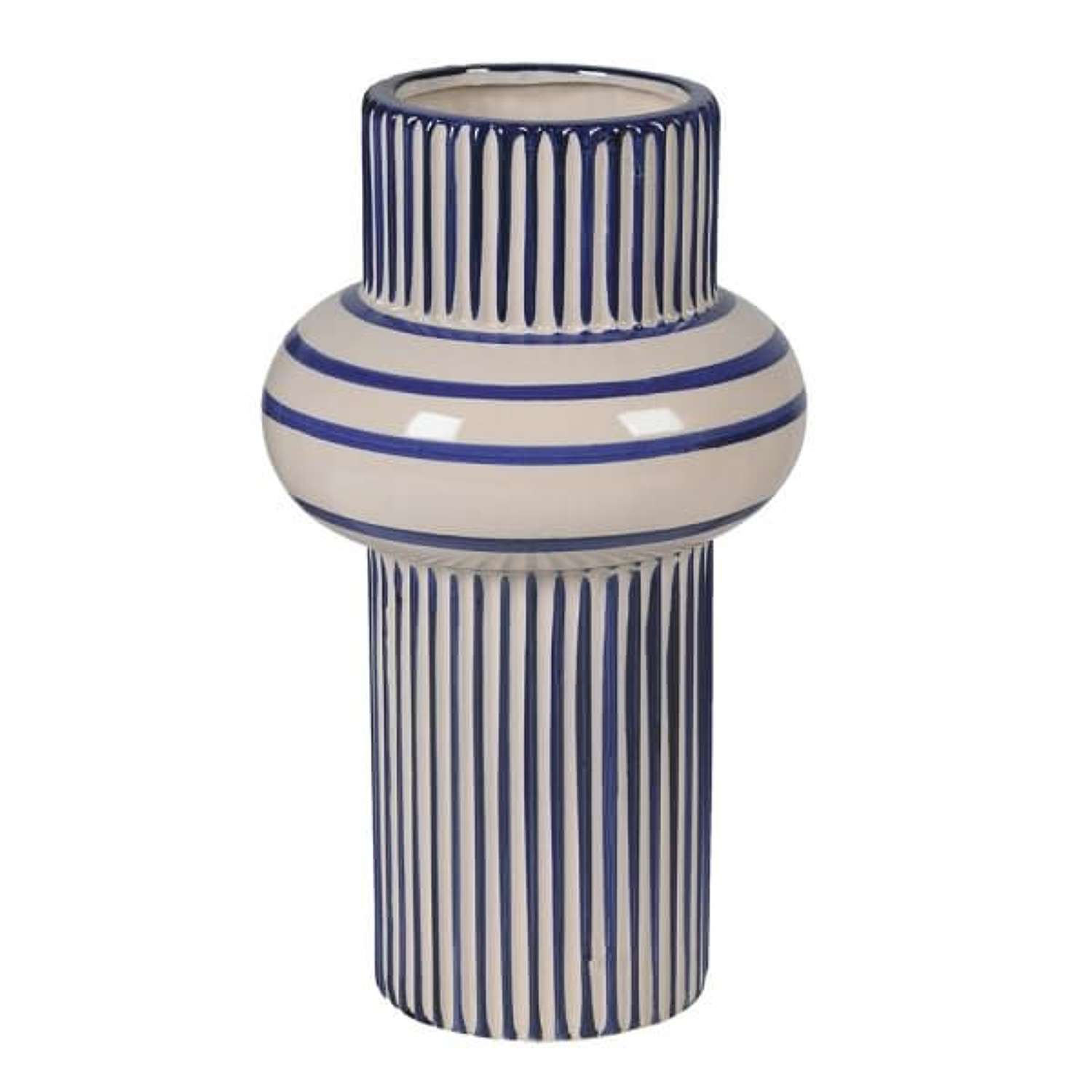 Blue and White Pinstripe Vase - Ref DMU037