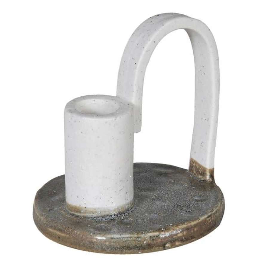 White Ceramic Candle Holder - Ref SYN157