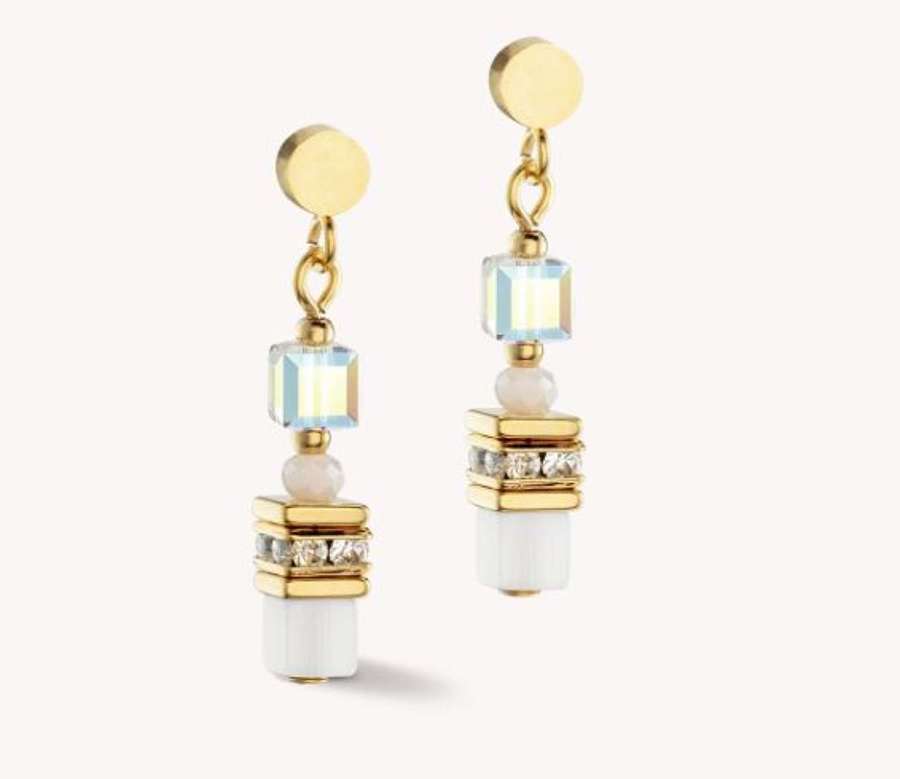 Mini Cubes earrings gold white 4565211416
